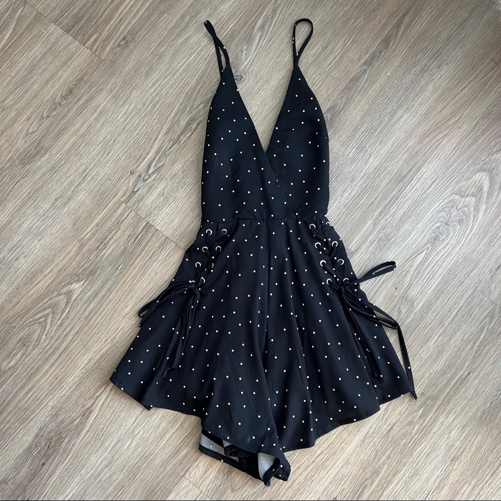 BLACK & WHITE POLKA DOT ROMPER